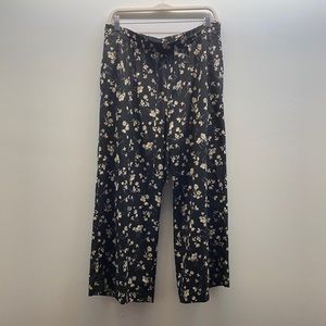 Lauren by Ralph Lauren black floral wide leg pants